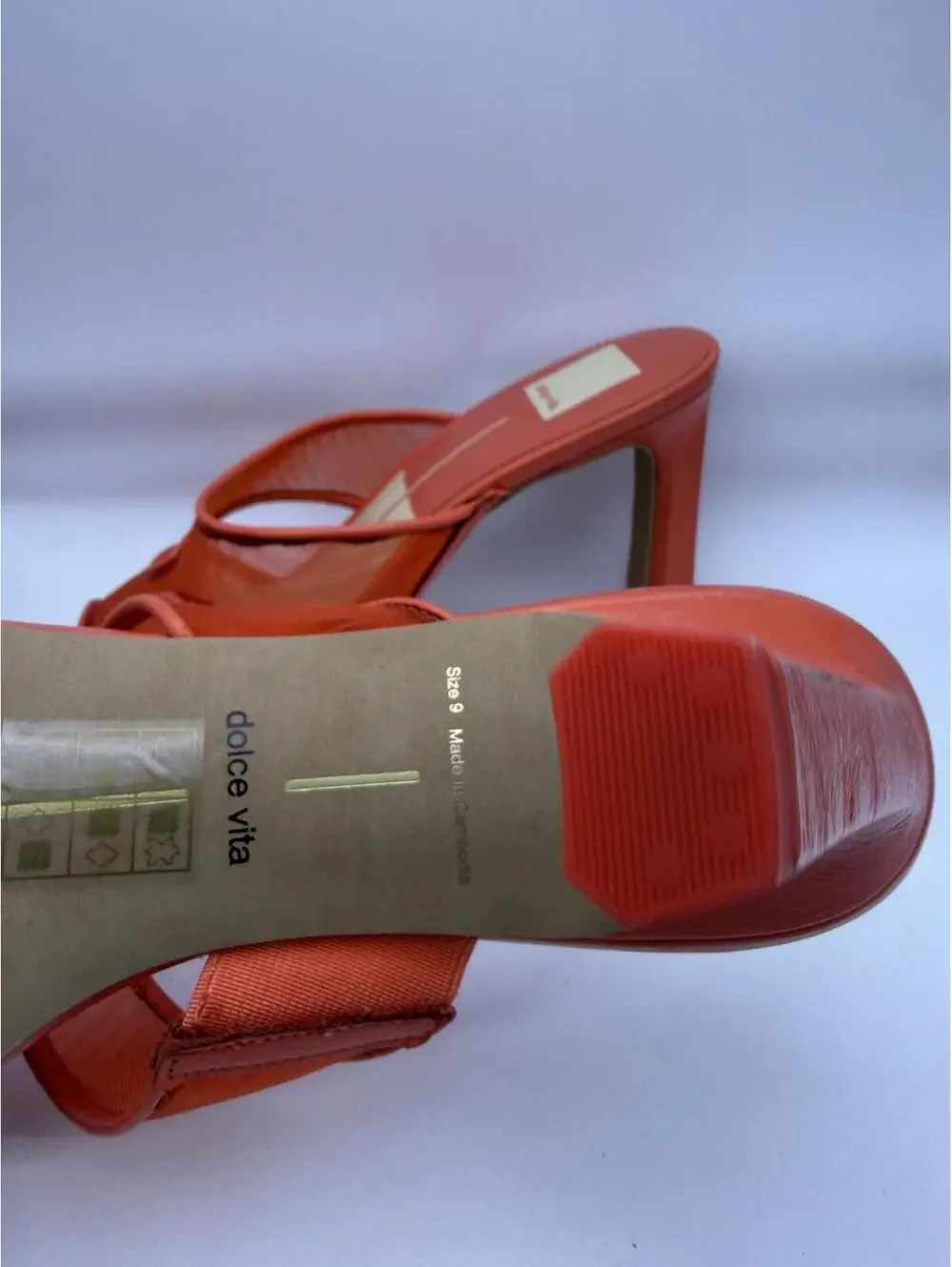 Dolce Vita Orange Mesh Strap Heeled Sandals Size 9 New with Defects